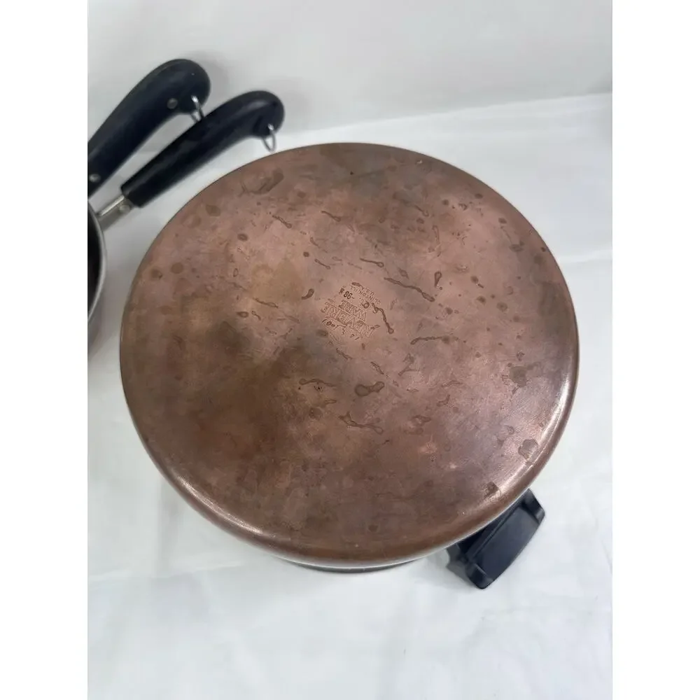 Revere Ware Copper Bottom 6 Quart Stock Pot 9” & 8”Frying Sauté Pan USA